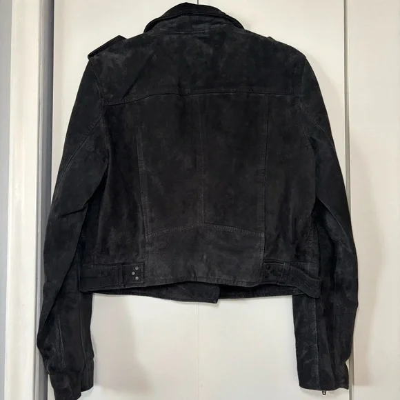 Blank NYC Women’s Suede Moto Jacket Asymmetrical Zip Soft Black Onyx Size L - Picture 3 of 14